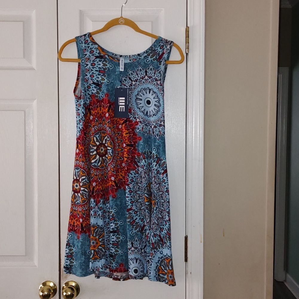 Weaczzy summer beach bohemian print dress Sz S